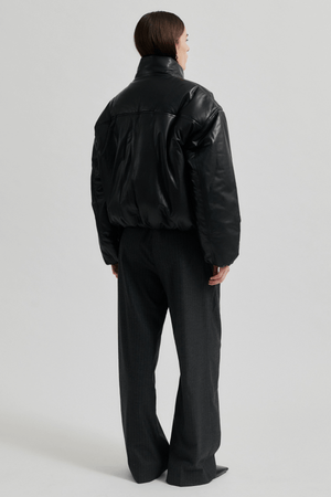 HARLOW LEATHER BOMBER JACKET BLACK