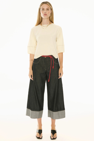 HARLYN TOPSTITCH TEE IVORY