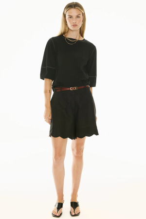 HARLYN TOPSTITCH TEE BLACK