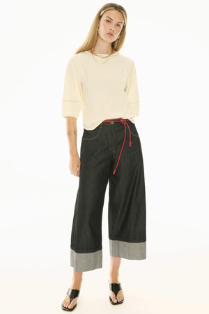 HARLYN TOPSTITCH TEE IVORY