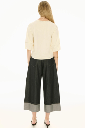 HARLYN TOPSTITCH TEE IVORY