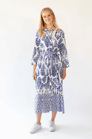 HARPER MAXI DRESS 3/4 BLUE