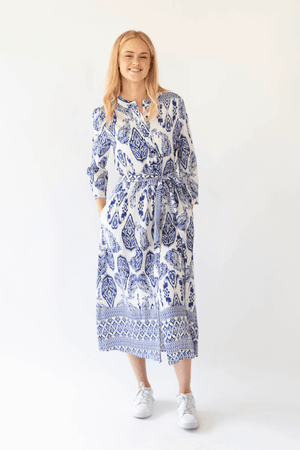 HARPER MAXI DRESS 3/4 BLUE