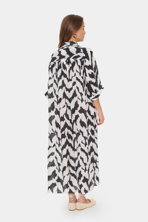 KELSIE SHIRT DRESS BLACK MONOCHROME