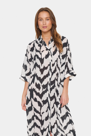 KELSIE SHIRT DRESS BLACK MONOCHROME