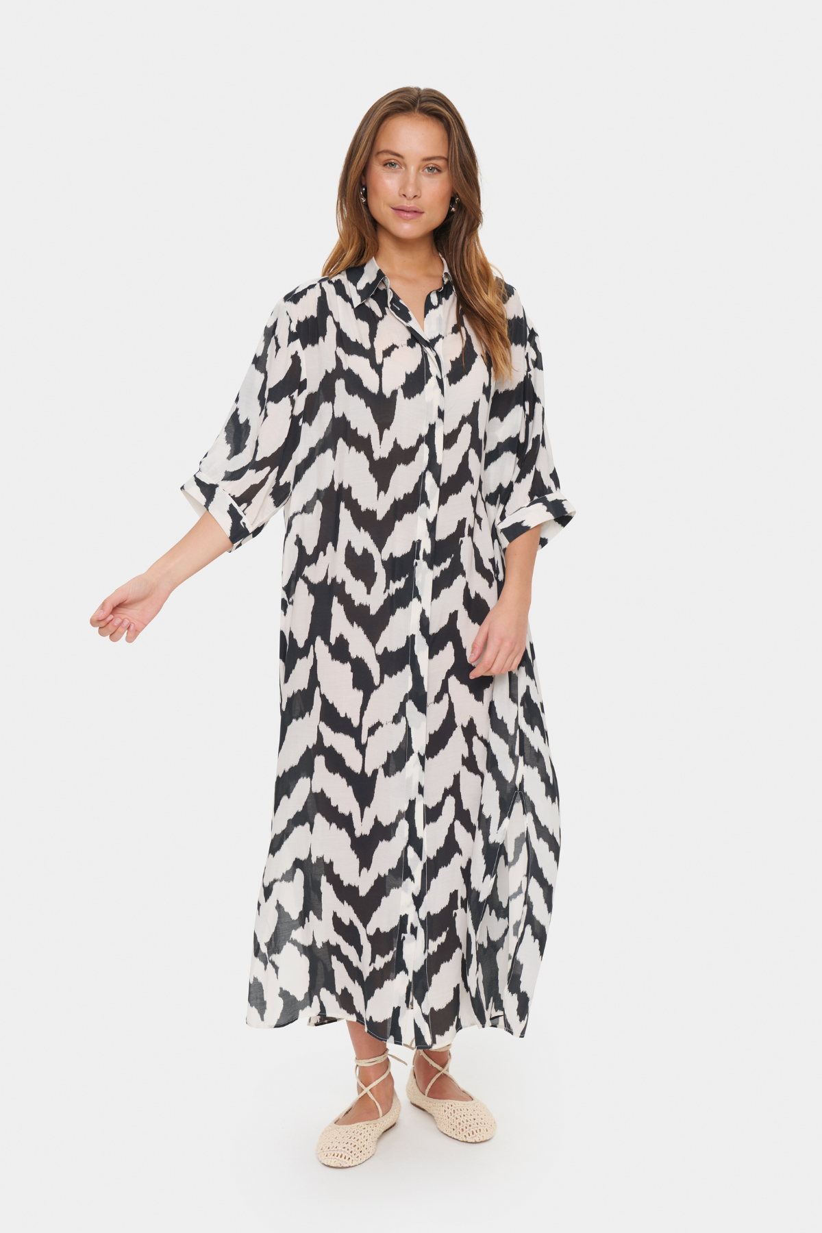 KELSIE SHIRT DRESS BLACK MONOCHROME