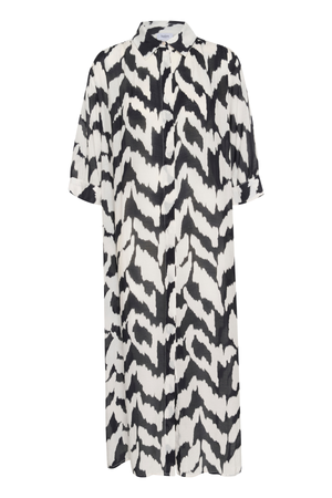 KELSIE SHIRT DRESS BLACK MONOCHROME