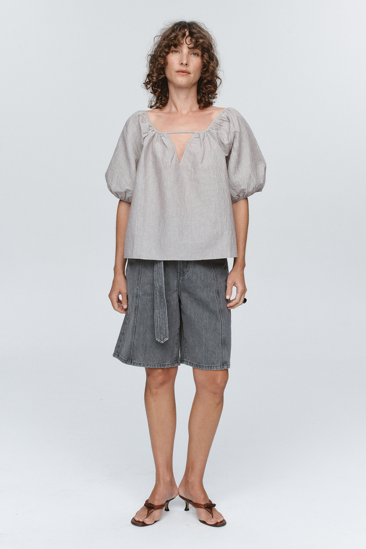 KENDRA TOP GREY STRIPE