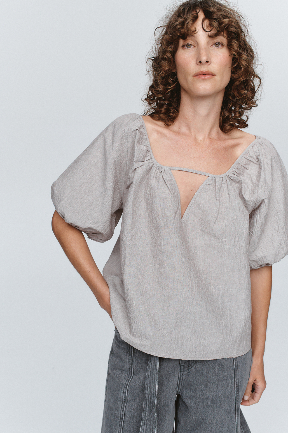 KENDRA TOP GREY STRIPE