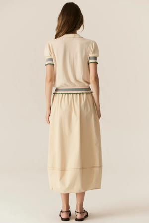 LASK KNIT POLO ECRU/GREEN