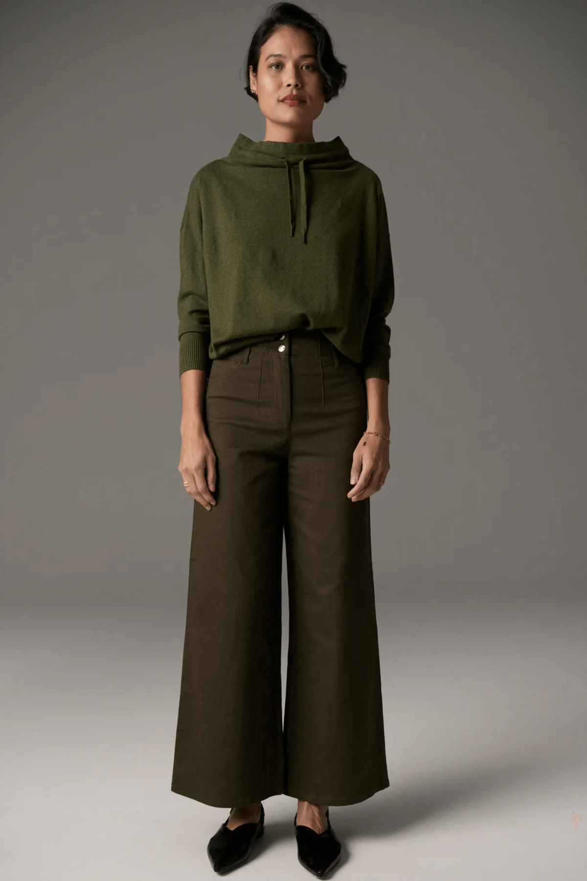 LAUREN WIDE LEG JEAN KHAKI