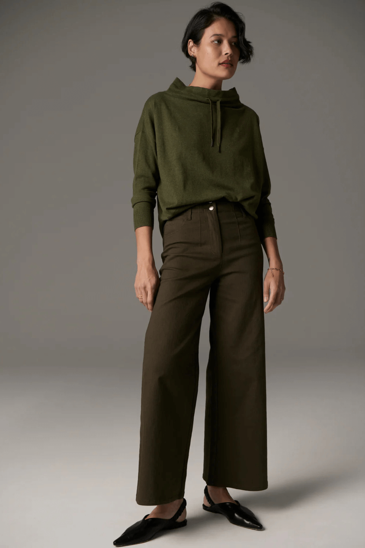 LAUREN WIDE LEG JEAN KHAKI