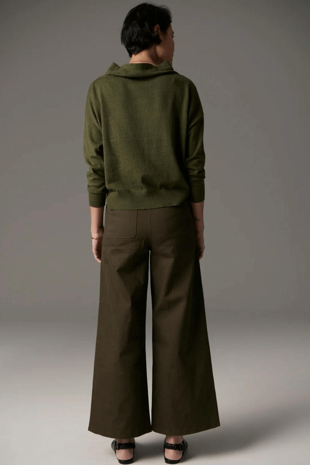 LAUREN WIDE LEG JEAN KHAKI