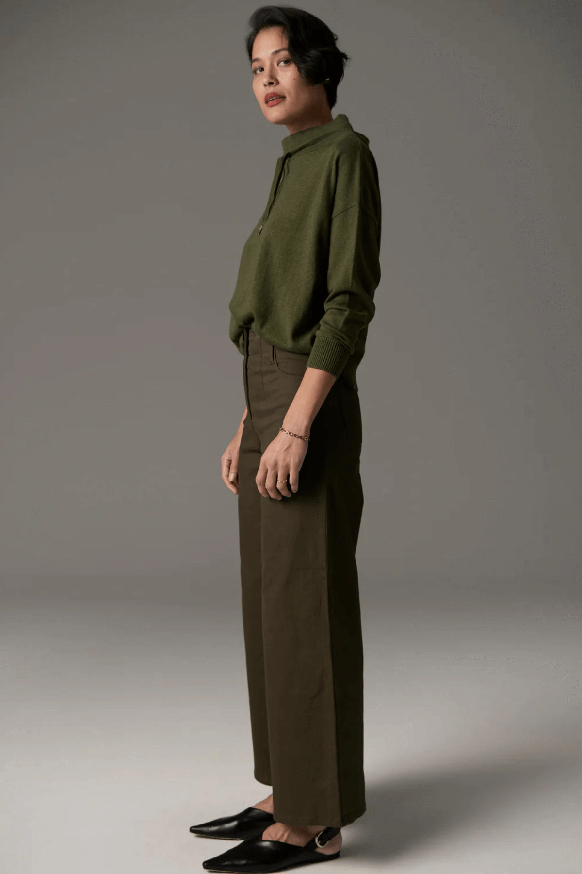 LAUREN WIDE LEG JEAN KHAKI