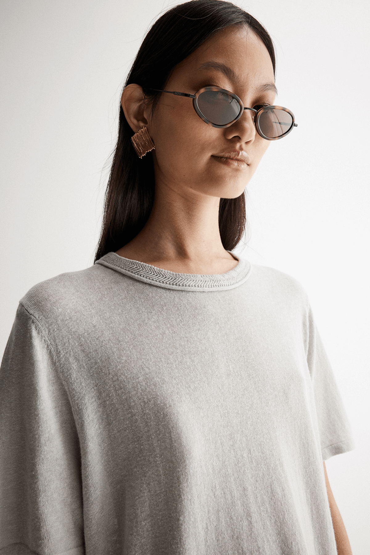 LEWIE KNIT TOP GREY MARLE