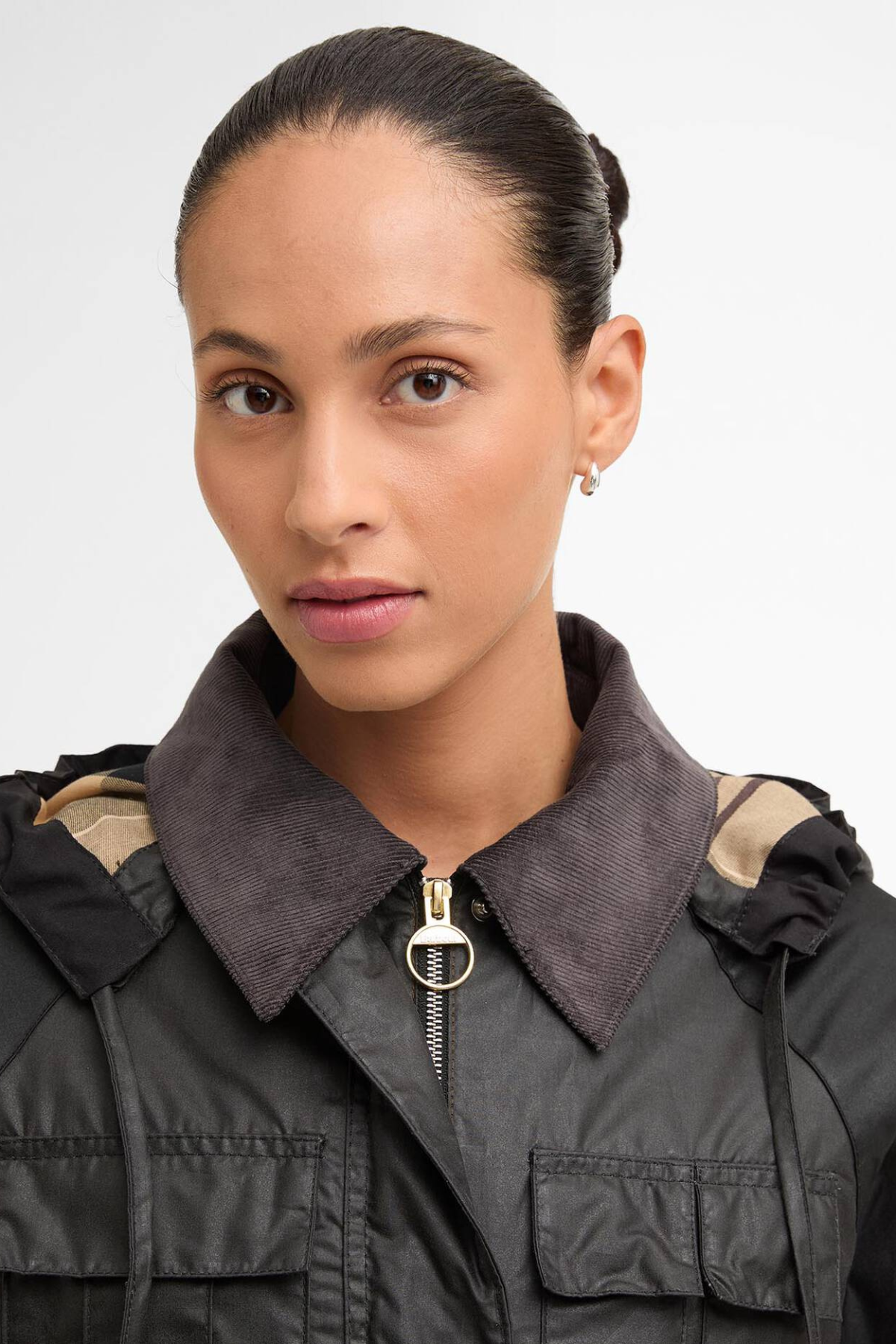 LIZA WAX JACKET BLACK/GREY/SAND