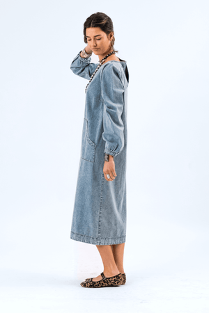 LUCAS MIDI DRESS WASHED DENIM