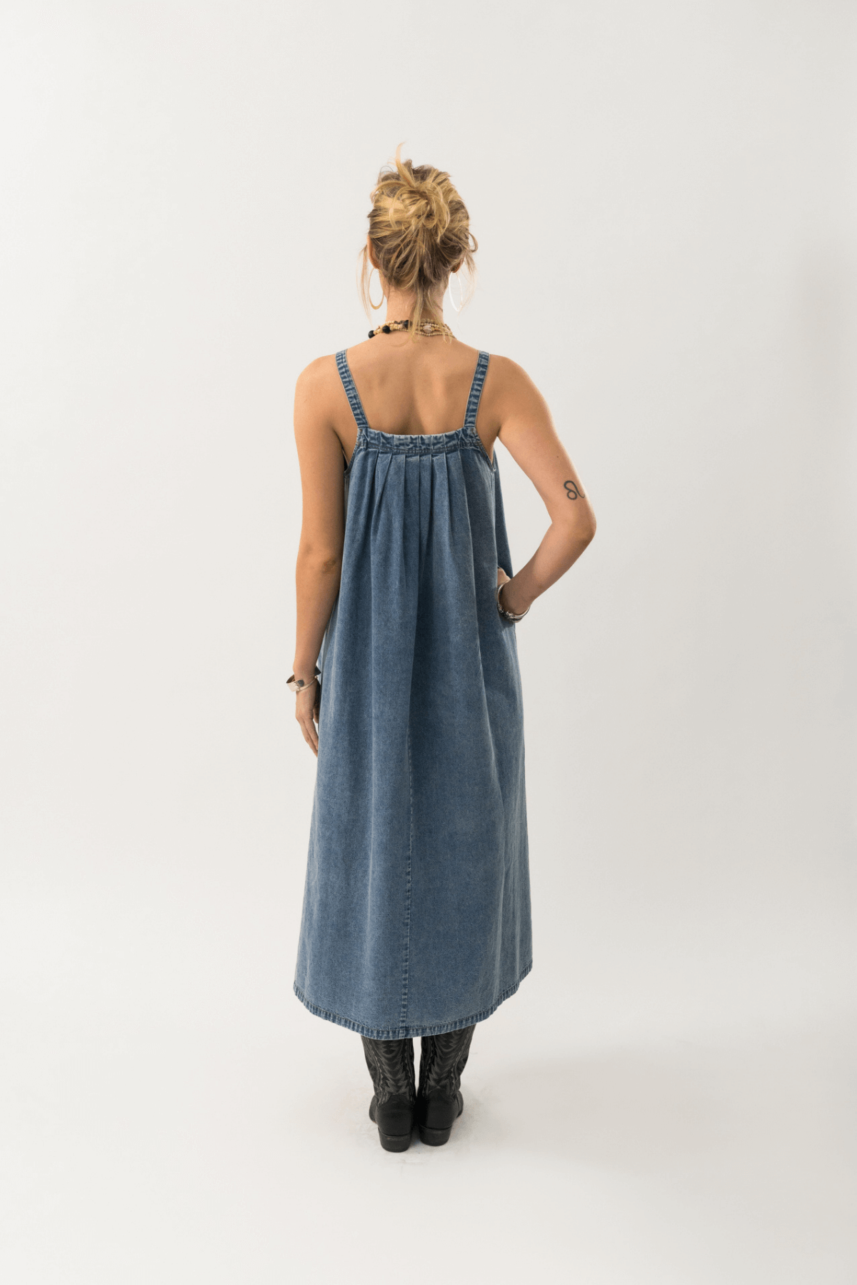 LUNGO MAXI DRESS WASHED DENIM