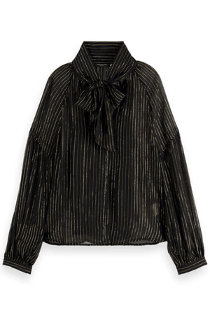 LUREX TOP BOW NECK EVENING BLACK