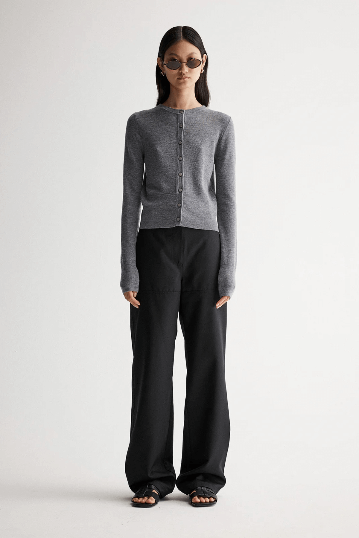 MADELEINE KNIT CARDIGAN CHARCOAL MARLE