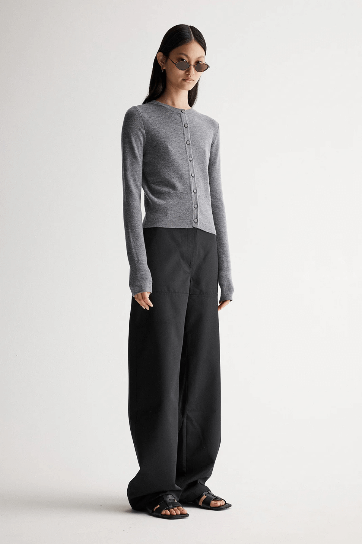 MADELEINE KNIT CARDIGAN CHARCOAL MARLE
