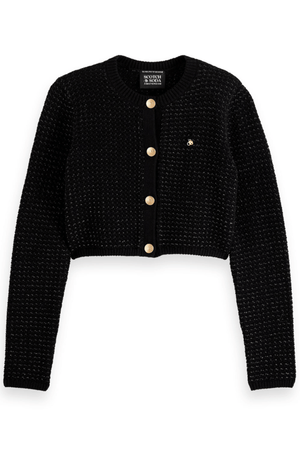 METALLIC TWEED STITCHED CROPPED BLACK