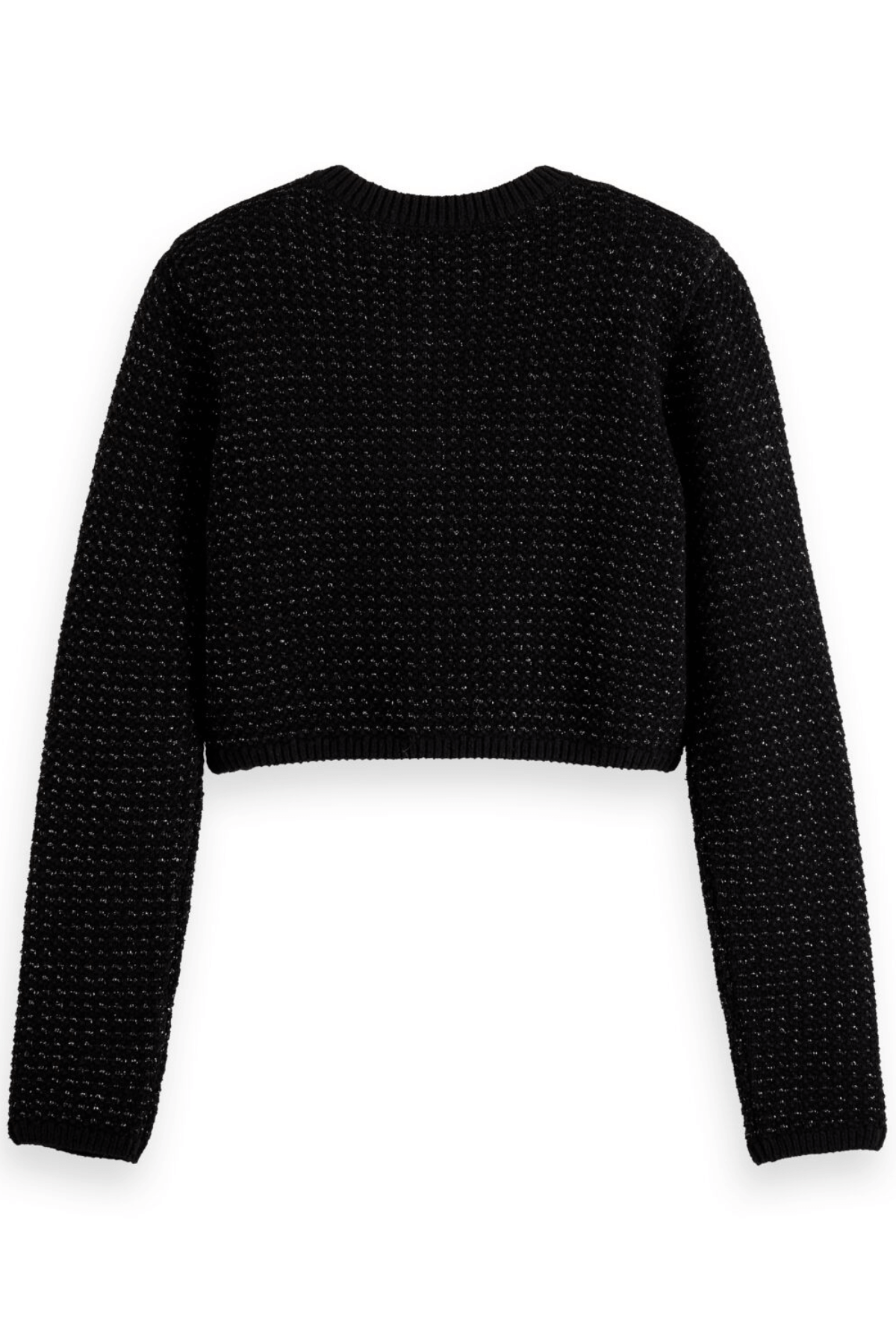 METALLIC TWEED STITCHED CROPPED BLACK