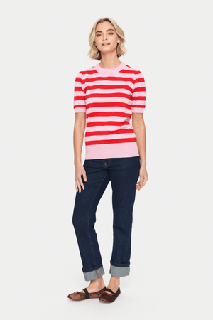 MILA SHORT SLEEVE PINK STRIPE
