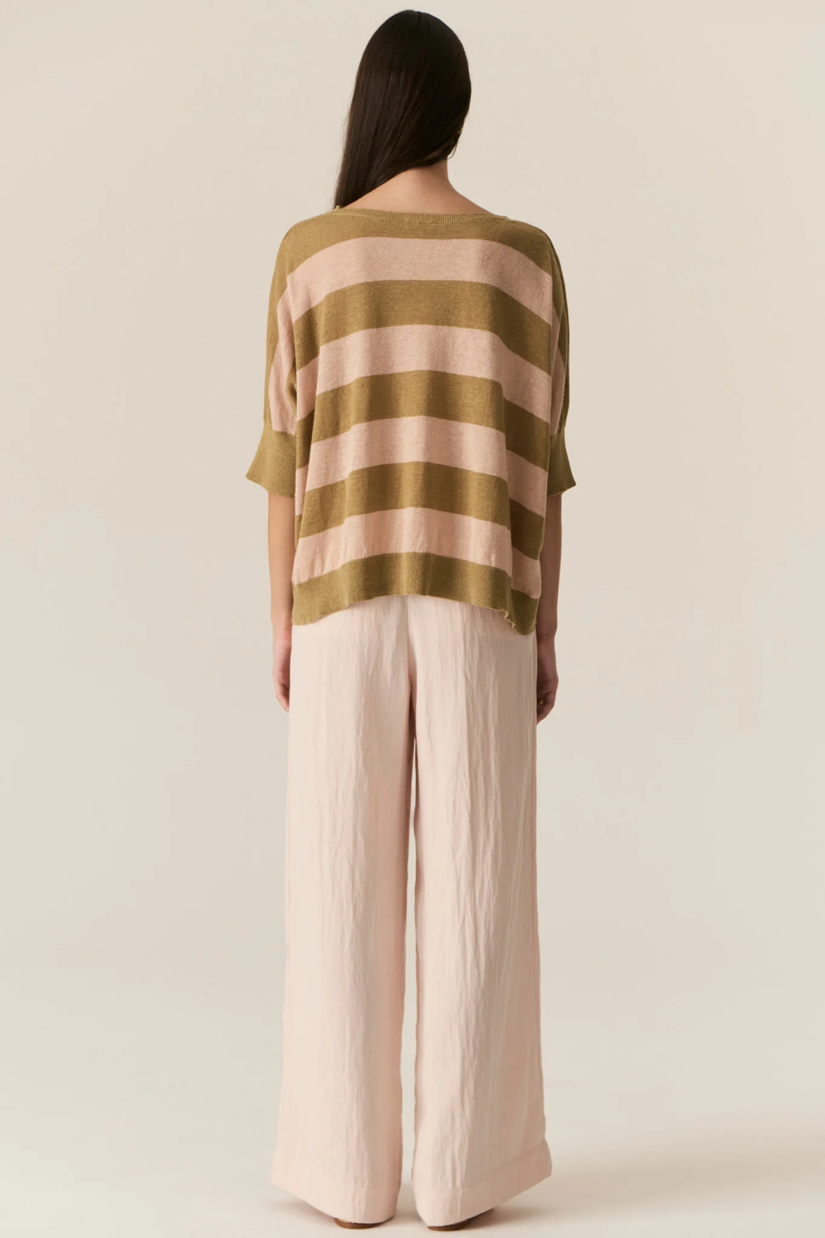 MILTON STRIPE KNIT KHAKI/PINK