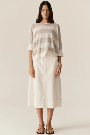 MILTON STRIPE KNIT WHITE/PEBBLE