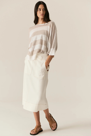 MILTON STRIPE KNIT WHITE/PEBBLE