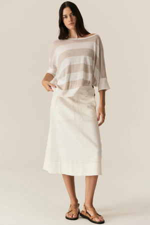 MILTON STRIPE KNIT WHITE/PEBBLE