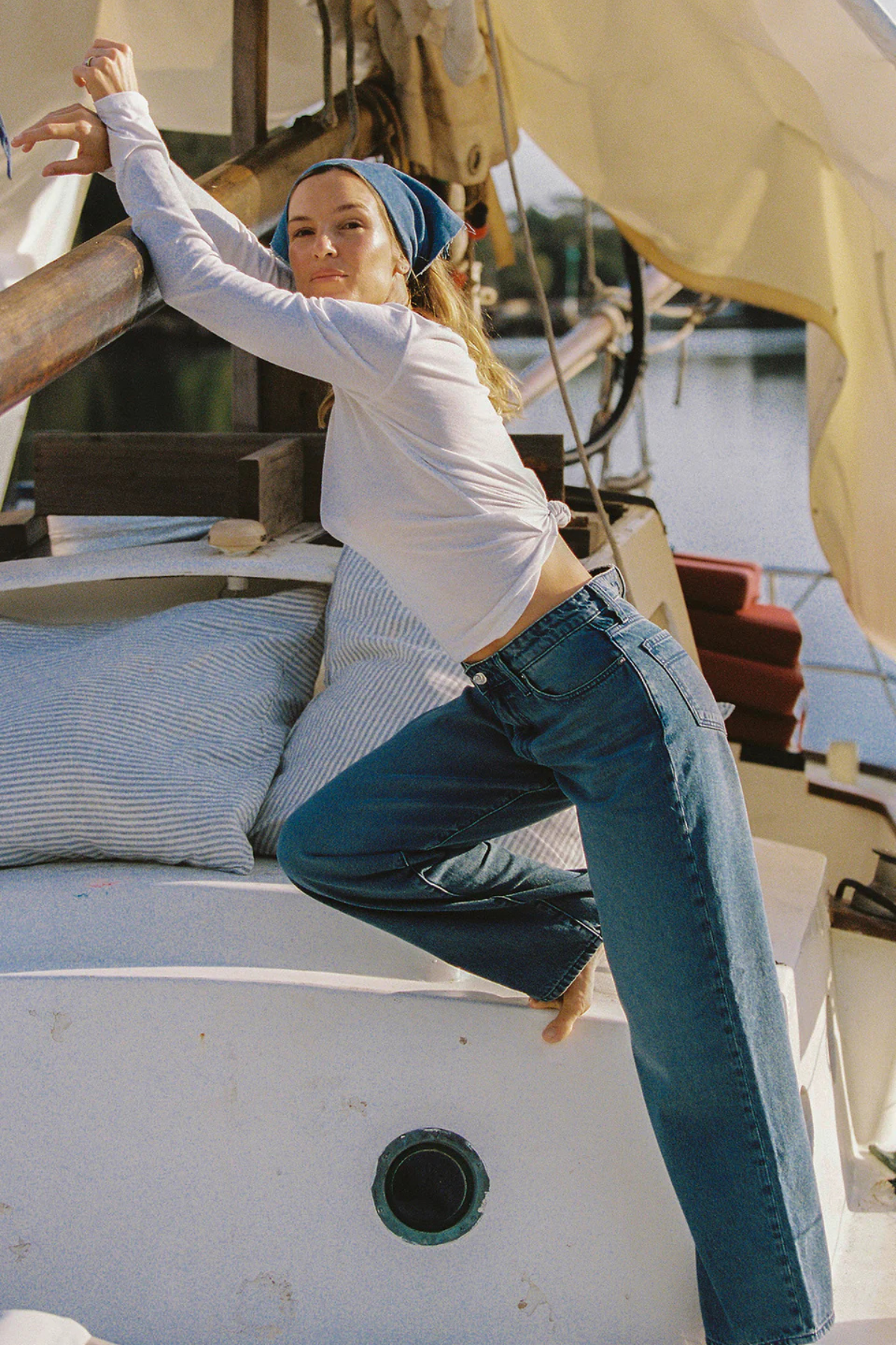 OLIVE MID SLOUCHY WIDE JEAN MARINA MID BLUE