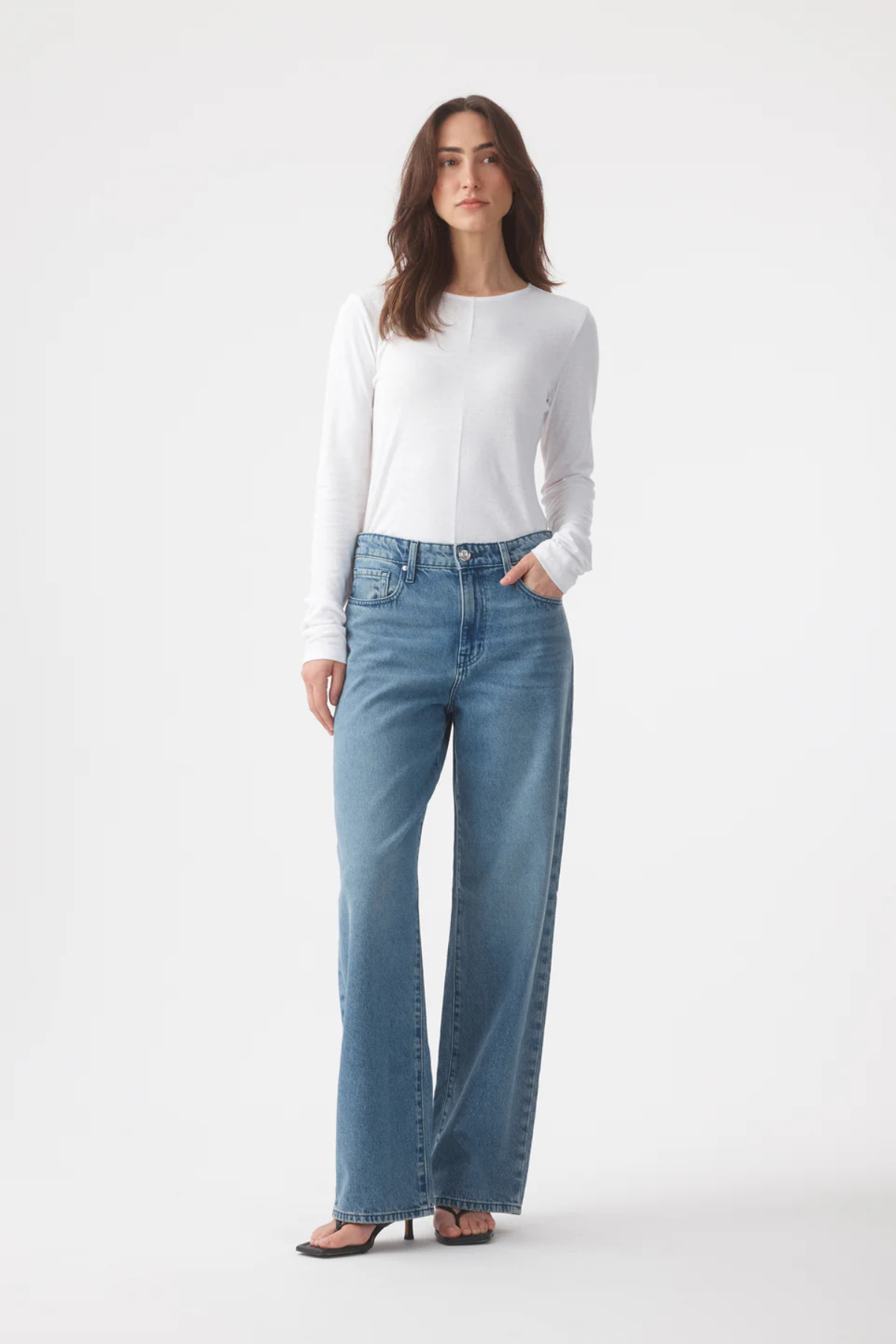 OLIVE MID SLOUCHY WIDE JEAN MARINA MID BLUE