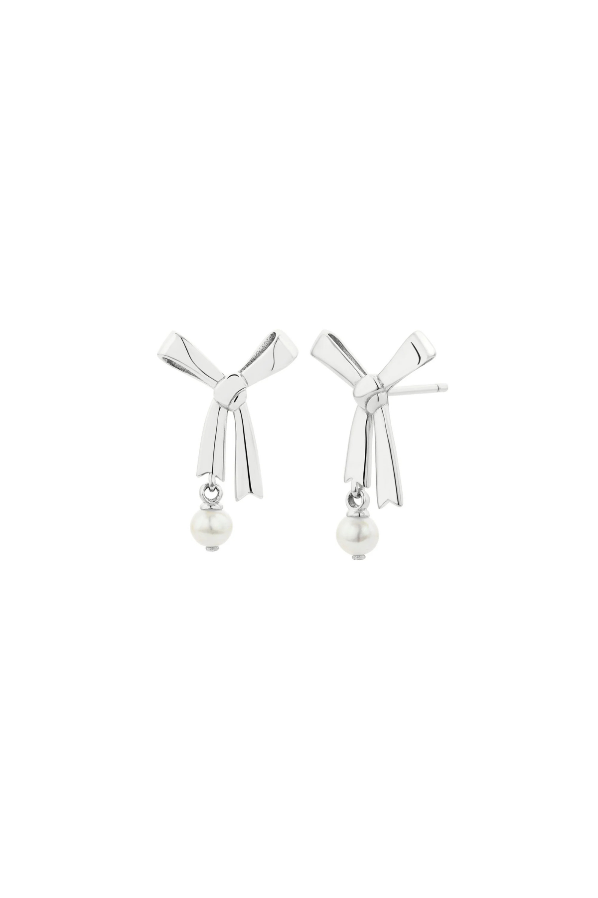 PEARL BOW STUDS SILVER