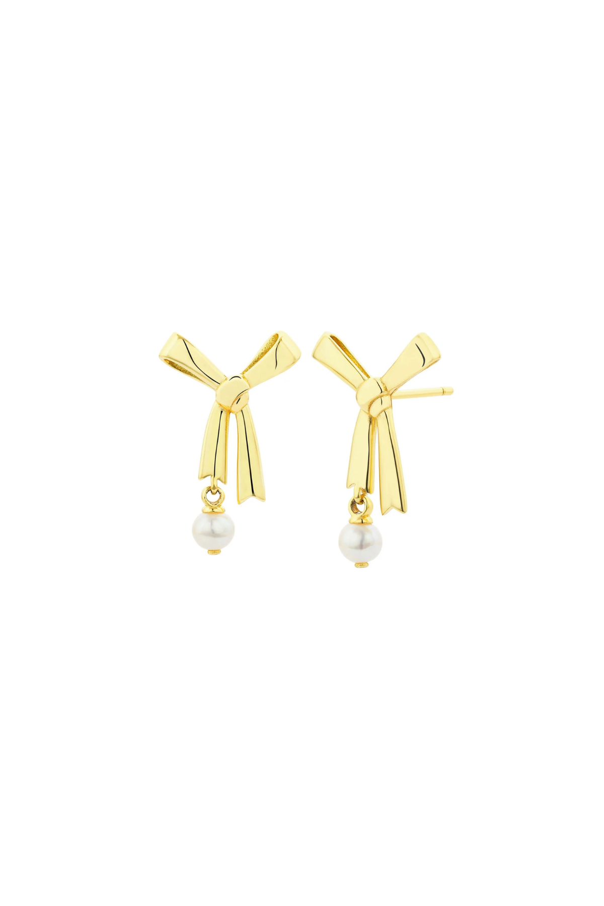 PEARL BOW STUDS GOLD PLATED