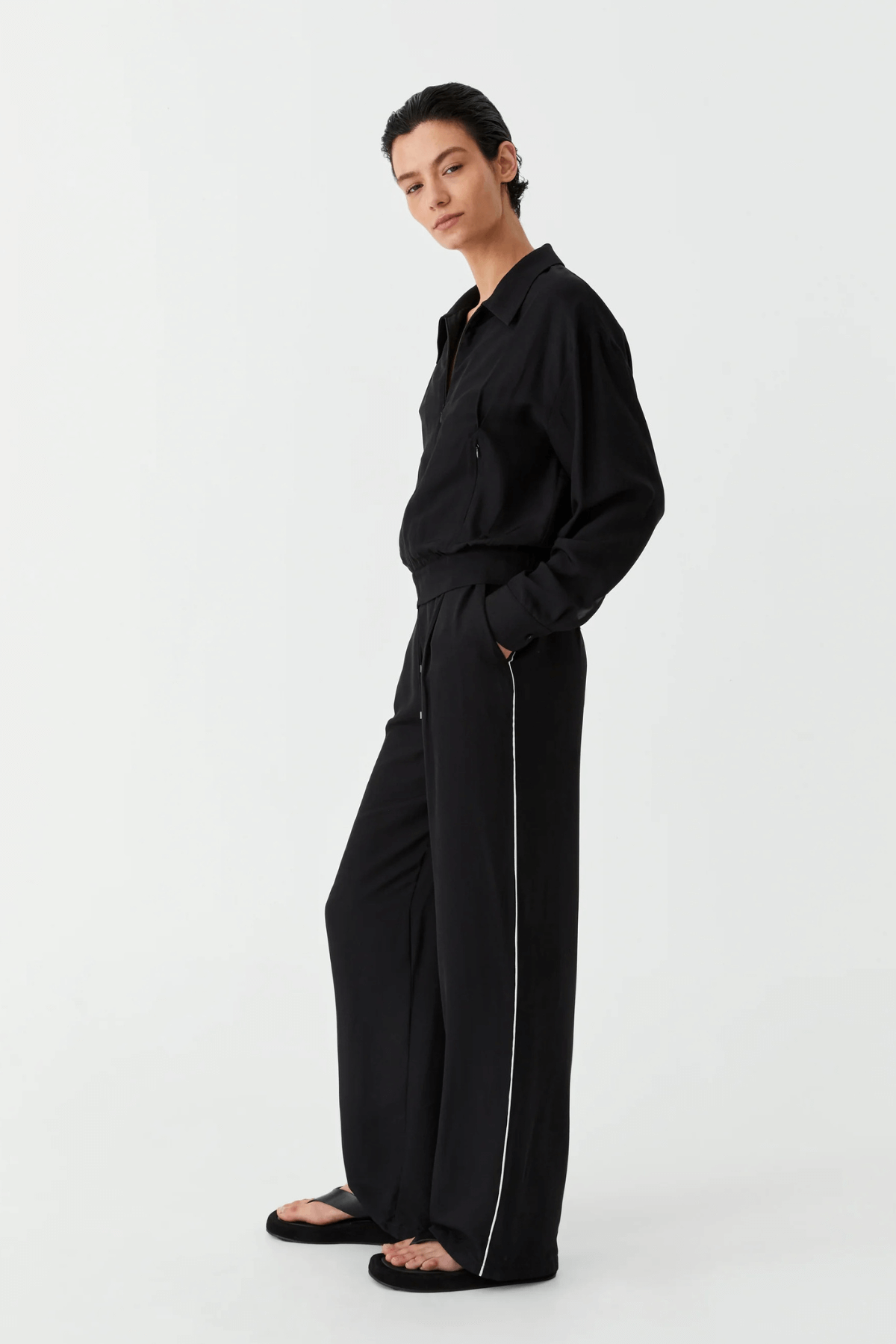 PEDRO STRIPE PANT BLACK