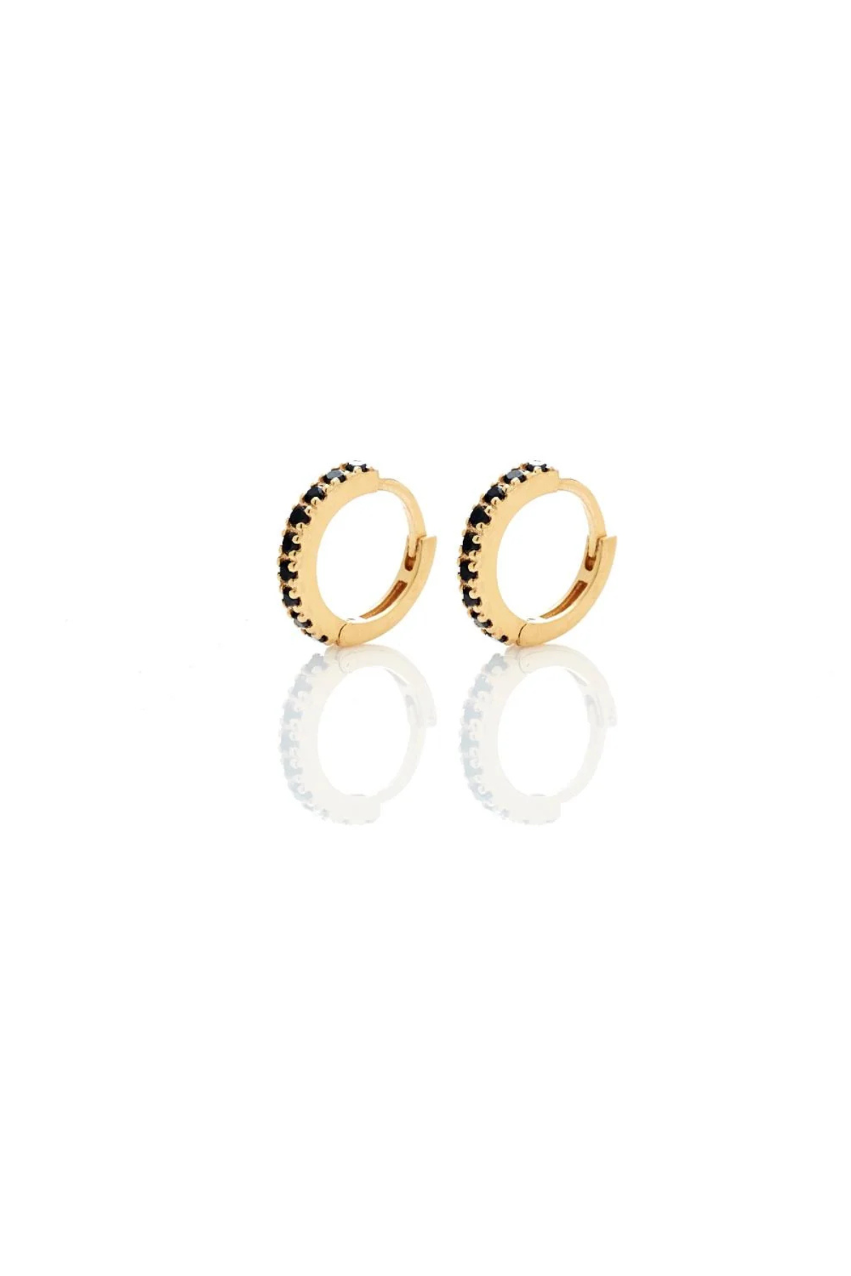 PETITE ETERNITY HOOPS BLACK SPINEL/GOLD