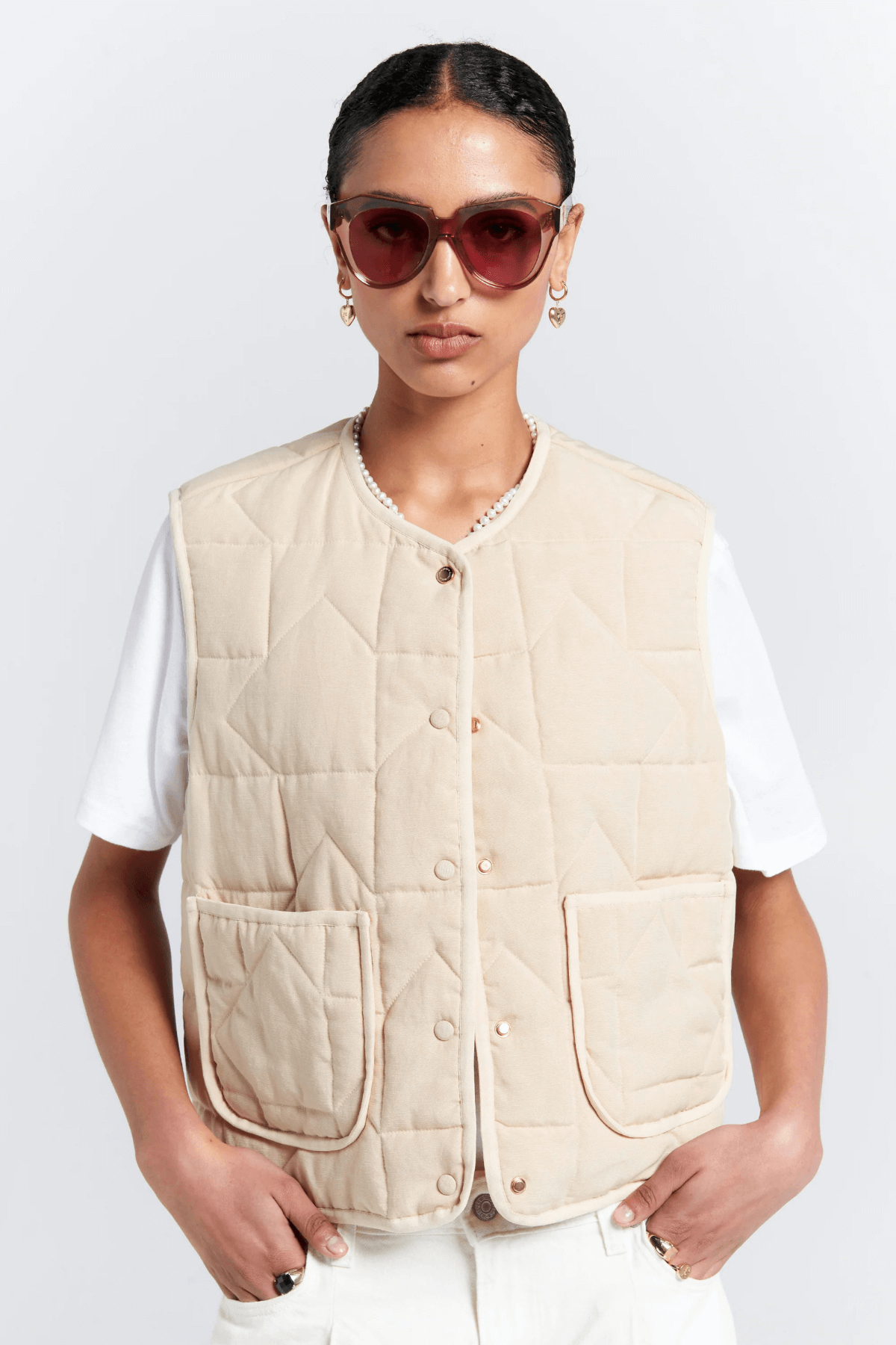 QUILTED DRIFT VEST NATURAL