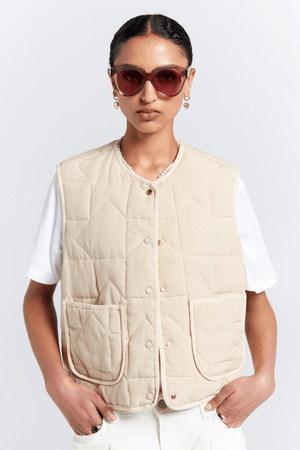 QUILTED DRIFT VEST NATURAL
