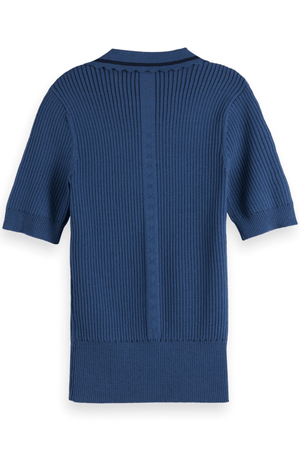 RIB POLO NECK PULLOVER ATLANTIC BLUE
