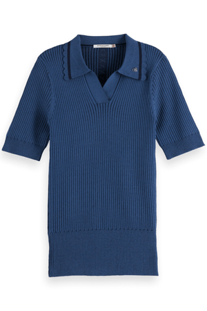 RIB POLO NECK PULLOVER ATLANTIC BLUE