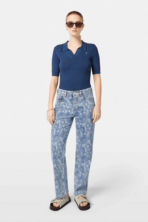 RIB POLO NECK PULLOVER ATLANTIC BLUE