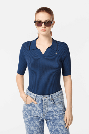 RIB POLO NECK PULLOVER ATLANTIC BLUE