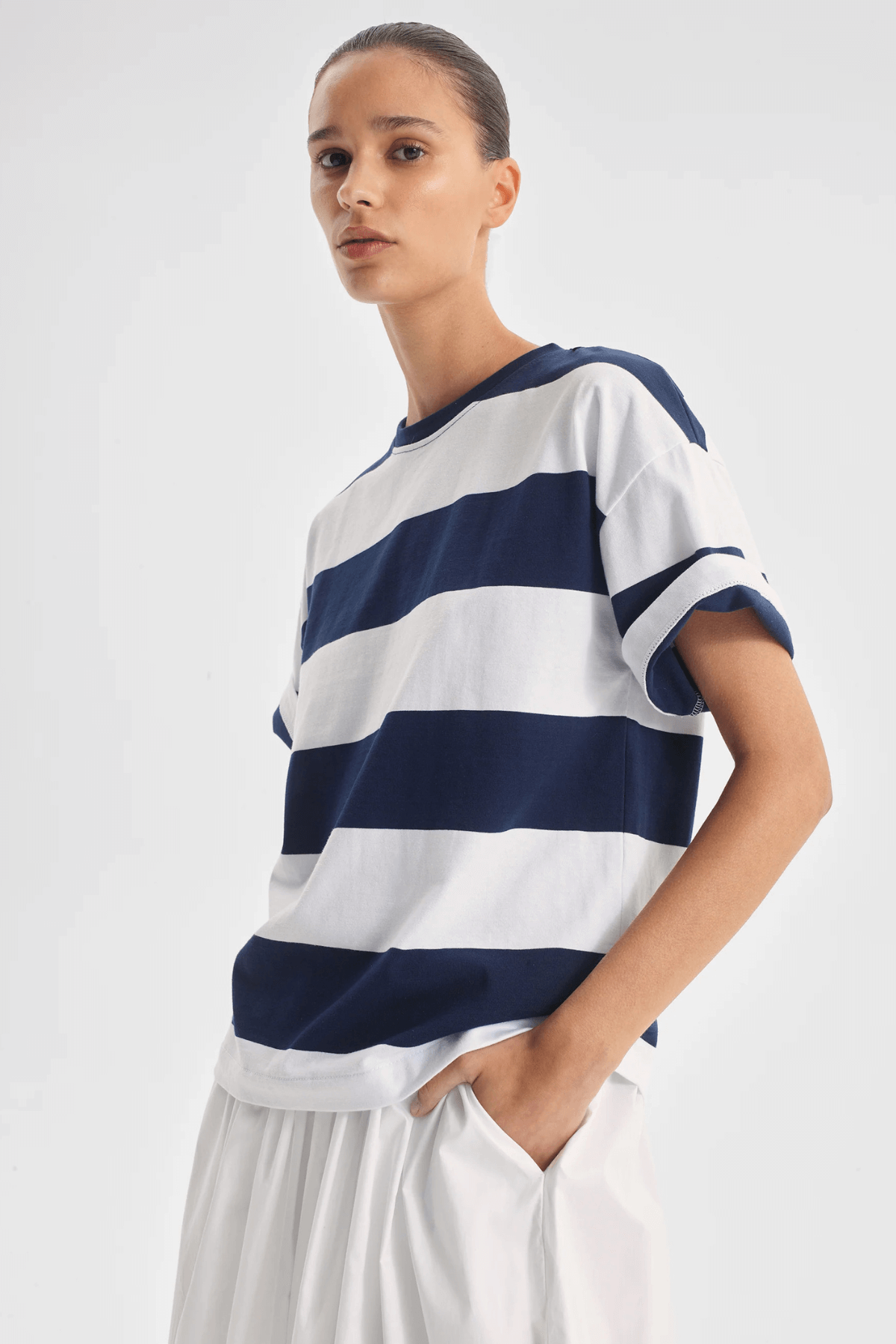 RORY STRIPE TEE NAVY