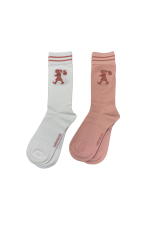RUNAWAY GIRL SOCKS 2 PACK PINK/WHITE