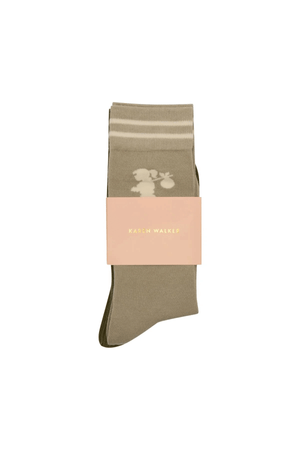 RUNAWAY GIRL SOCKS 2 PACK SAGE/OLIVE