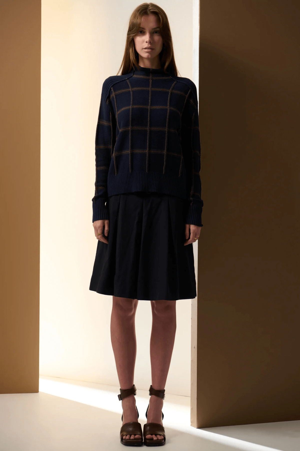SABLE FUNNEL NECK KNIT INK/CHOC