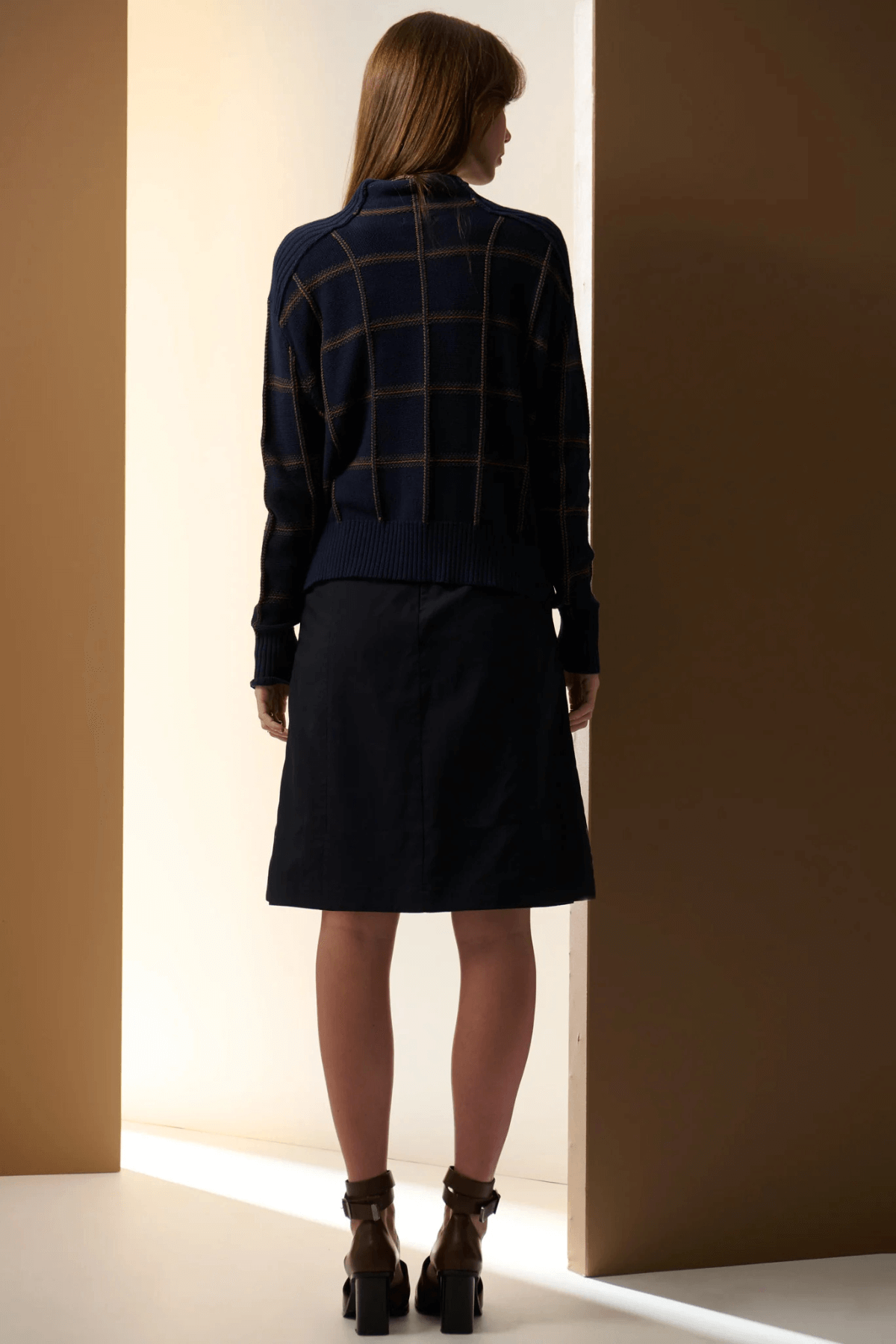 SABLE FUNNEL NECK KNIT INK/CHOC