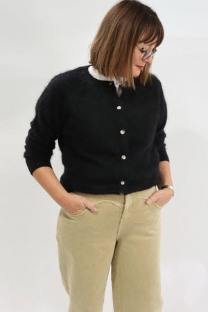 SIENNA CARDI BRUSHED CASHMERE JET